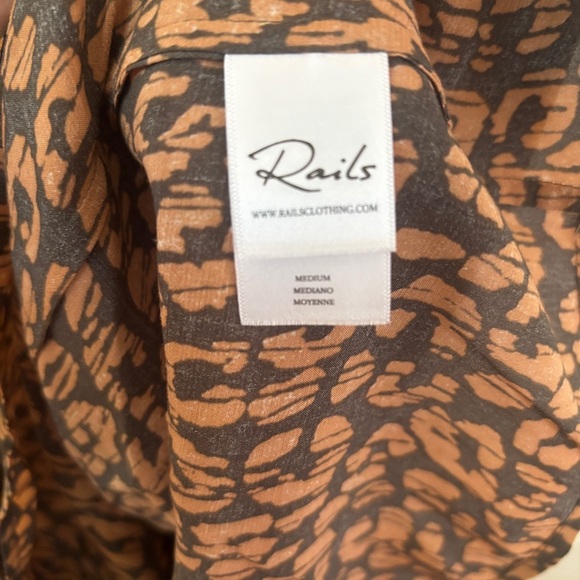 Rails Maple Dress Batik Cheetah Leopard Size Medium Long Sleeve Cinch Midi Dress - Picture 9 of 16